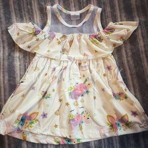 White unicorn cold shoulder dress